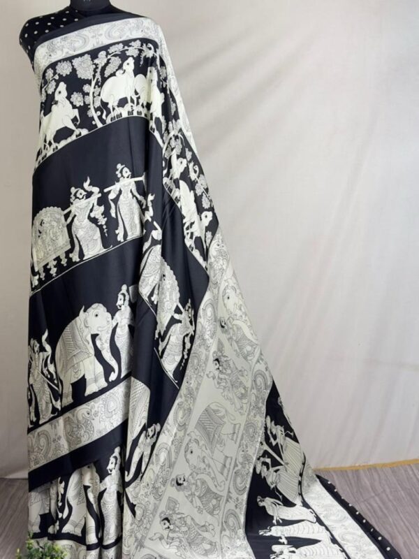 Classic Red and Black Designer Saree with Geometric Patterns