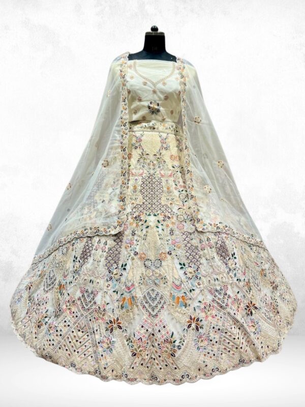Sandesh Cream Lehenga with Jarkan & Sequins