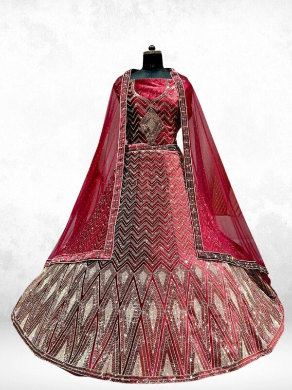 Kajukatari Red Velvet Lehenga