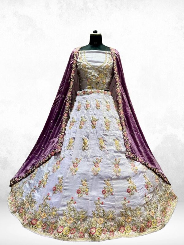 Viksit White Lehenga with Purple Dupatta
