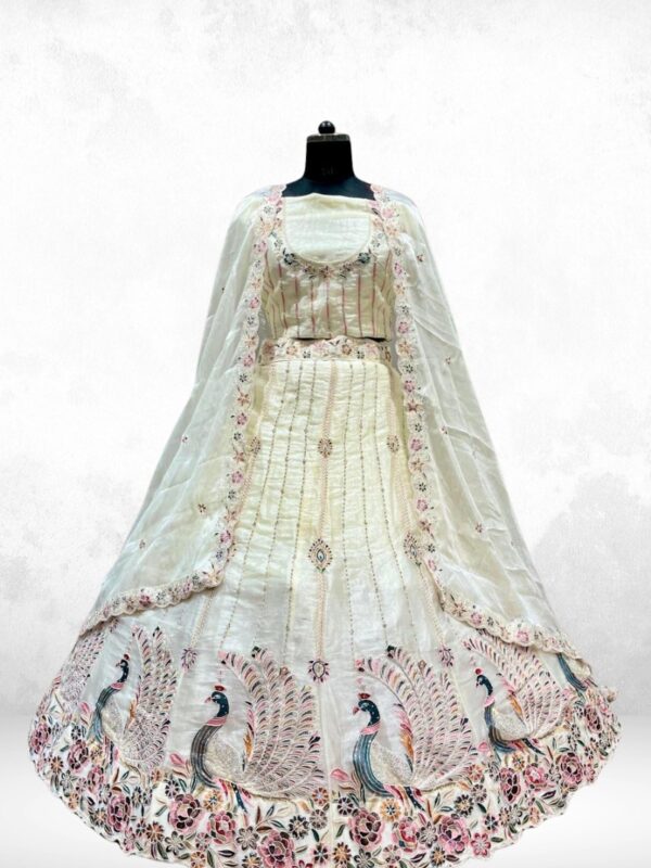 Modi White Burberry Lehenga